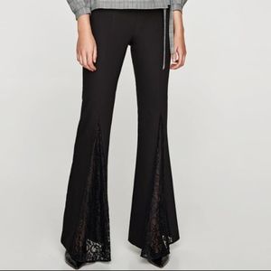 Zara Flared Bell Bottom Trousers with Lace Trim